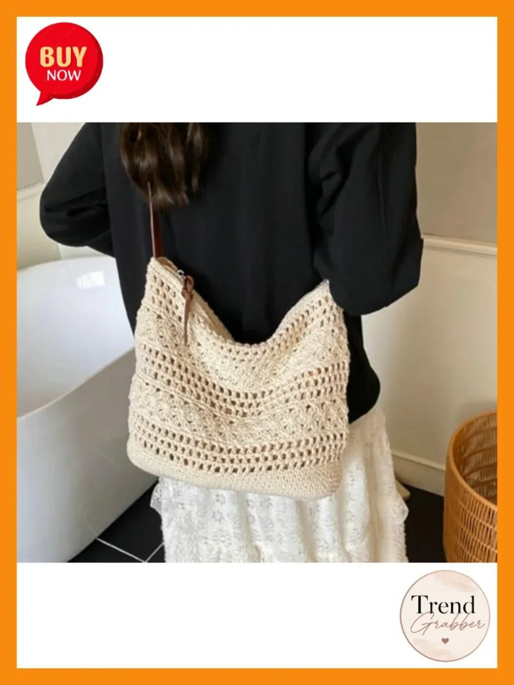 Crochet Boho Hobo Tote Handwoven Cotton Knitted Shoulder Bag Beach Vacation